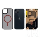Tactical iPhone 13 magforce hyperstealth 2.0 szilikon telefonvédő (ütésálló, átlátszó matt hátlap, magsafe) fekete/piros