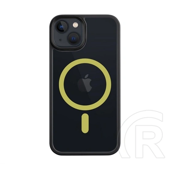 Tactical iPhone 13 magforce hyperstealth 2.0 szilikon védő (ütésálló, átlátszó matt hátlap, magsafe) fekete/citromsárga