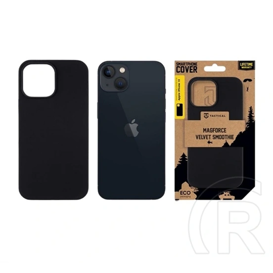 Tactical iPhone 13 magforce velvet smoothie szilikon telefonvédő (ütésálló, plüss belső, matt, magsafe) fekete