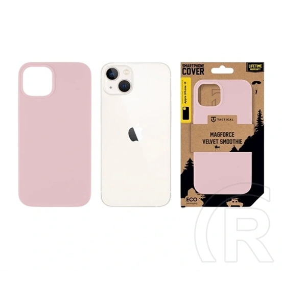 Tactical iPhone 13 magforce velvet smoothie szilikon telefonvédő (ütésálló, plüss belső, matt, magsafe) rózsaszín
