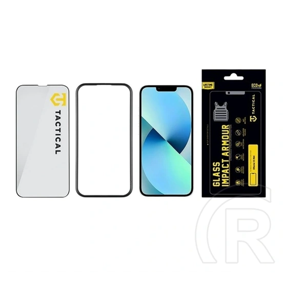 Tactical iPhone 13 mini impact armour glass képernyővédő üveg (3d, karcálló, antibakteriális + segédkeret) átlátszó