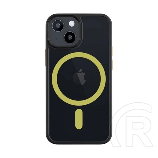 Tactical iPhone 13 mini magforce hyperstealth 2.0 védő (ütésálló, átlátszó matt hátlap, magsafe) fekete/citromsárga