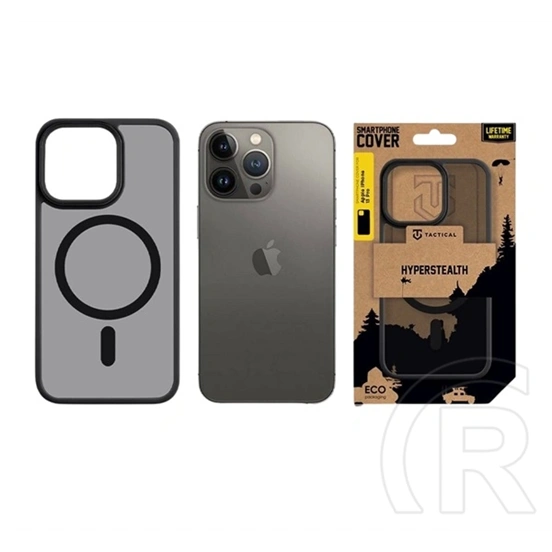 Tactical iPhone 13 mini magforce hyperstealth szilikon telefonvédő (ütésállóság, átlátszó matt hátlap, magsafe) fekete