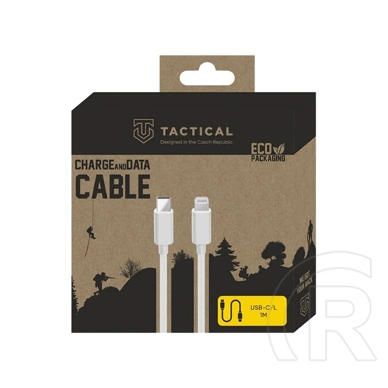 Tactical iPhone 14 Plus  smooth thread adatkábel (type-c - lightning, 60w, gyorstöltő, 100cm) fehér