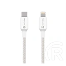 Tactical iPhone 14 Plus  stitch thread adatkábel (type-c - lightning, 27w, gyorstöltő, cipőfűző, 200cm) fehér