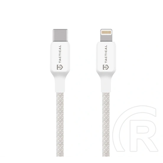 Tactical iPhone 14 Plus  stitch thread adatkábel (type-c - lightning, 27w, gyorstöltő, cipőfűző, 200cm) fehér