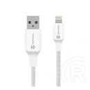 Tactical iPhone 14 Plus  stitch thread adatkábel (usb - lightning, 12w, gyorstöltő, cipőfűző, 200cm) fehér
