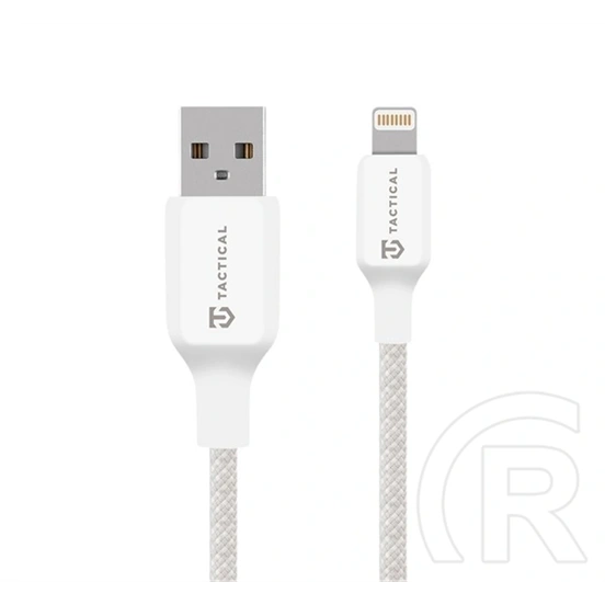 Tactical iPhone 14 Plus  stitch thread adatkábel (usb - lightning, 12w, gyorstöltő, cipőfűző, 200cm) fehér