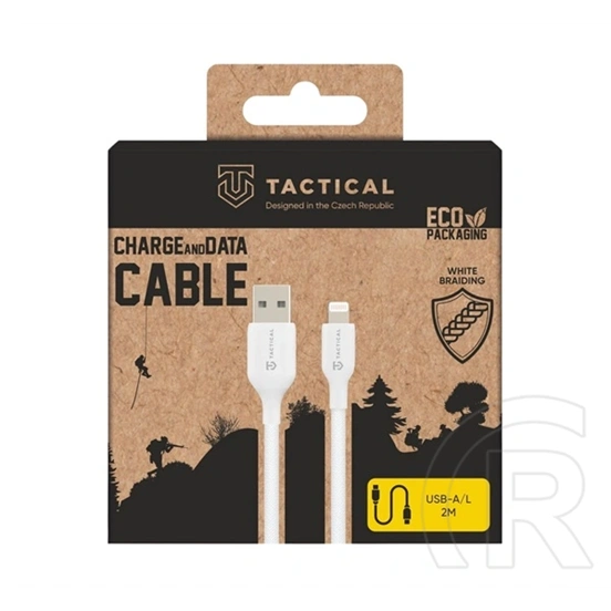 Tactical iPhone 14 Plus  stitch thread adatkábel (usb - lightning, 12w, gyorstöltő, cipőfűző, 200cm) fehér