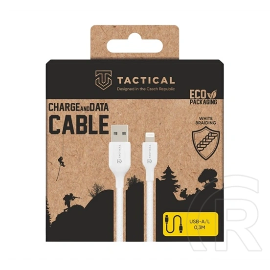Tactical iPhone 14 Plus  stitch thread adatkábel (usb - lightning, 12w, gyorstöltő, cipőfűző, 30cm) fehér