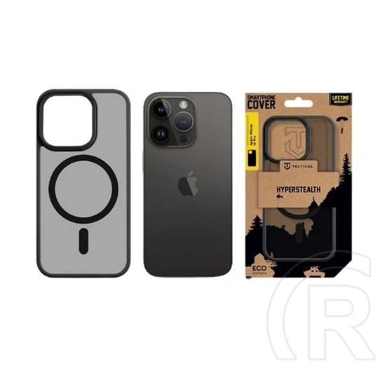 Tactical iPhone 14 Pro magforce hyperstealth szilikon telefonvédő (ütésállóság, átlátszó matt hátlap, magsafe) fekete