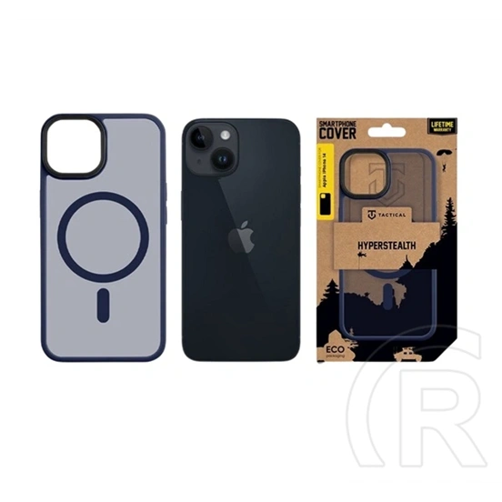 Tactical iPhone 14 magforce hyperstealth szilikon telefonvédő (ütésállóság, átlátszó matt hátlap, magsafe) sötétkék
