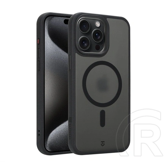 Tactical iPhone 15 Pro Max magforce hypersand szilikon telefonvédő (ütésállóság, átlátszó hátlap, magsafe) fekete