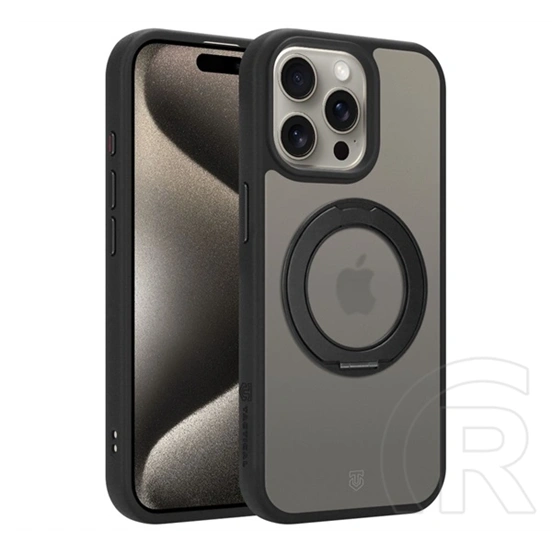 Tactical iPhone 15 Pro Max magforce hyperstand szilikon védő (ütésálló, átlátszó hátlap, magsafe, kitámasztó) fekete