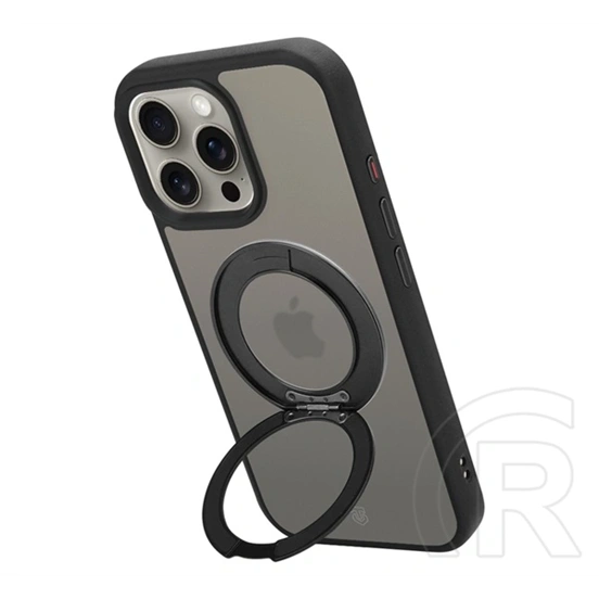 Tactical iPhone 15 Pro Max magforce hyperstand szilikon védő (ütésálló, átlátszó hátlap, magsafe, kitámasztó) fekete