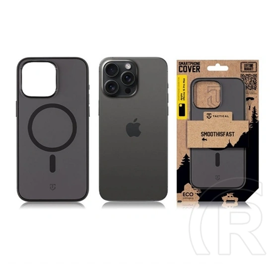 Tactical iPhone 15 Pro Max magforce smoothisfast szilikon védő (ütésálló, mikrofiber plüss belső, matt, magsafe) fekete