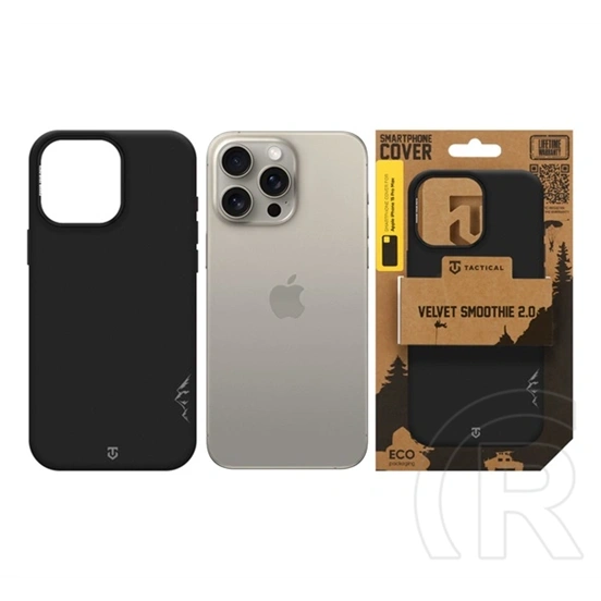 Tactical iPhone 15 Pro Max magforce velvet smoothie 2.0 szilikon telefonvédő (ütésállóság, matt, magsafe) fekete