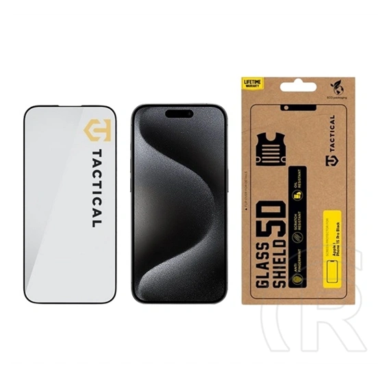 Tactical iPhone 15 Pro glass shield 5d képernyővédő üveg (5d, 0.33mm, 9h) fekete