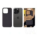 Tactical iPhone 15 Pro magforce aramid szilikon telefonvédő (ultravékony, aramid bevonat, magsafe, karbon minta) fekete