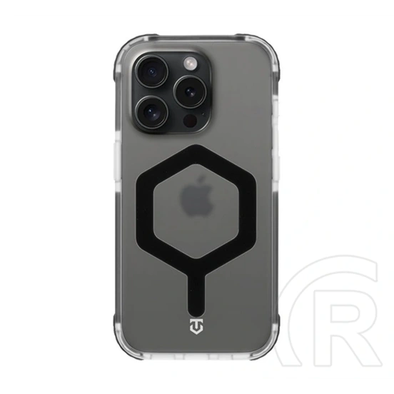 Tactical iPhone 15 Pro magforce hexagon szilikon védő (ütésálló, légpárnás sarok, átlátszó matt hátlap, magsafe) fekete