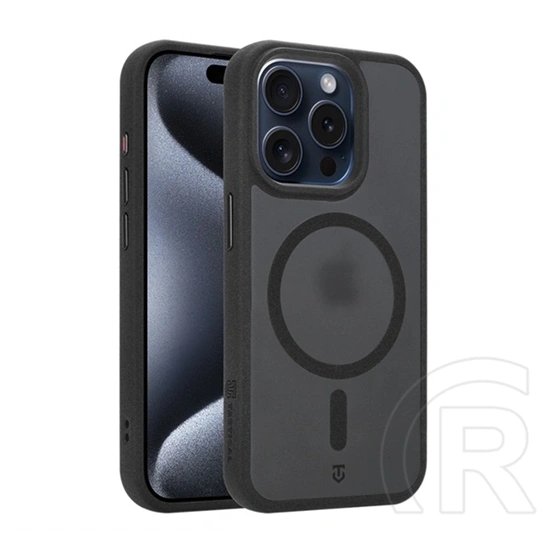 Tactical iPhone 15 Pro magforce hypersand szilikon telefonvédő (ütésállóság, átlátszó hátlap, magsafe) fekete