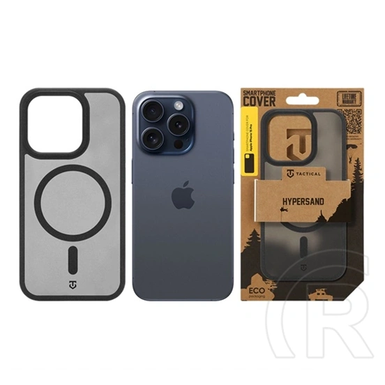 Tactical iPhone 15 Pro magforce hypersand szilikon telefonvédő (ütésállóság, átlátszó hátlap, magsafe) fekete