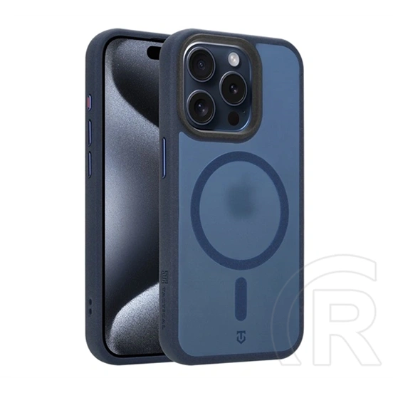 Tactical iPhone 15 Pro magforce hypersand szilikon telefonvédő (ütésállóság, átlátszó hátlap, magsafe) sötétkék