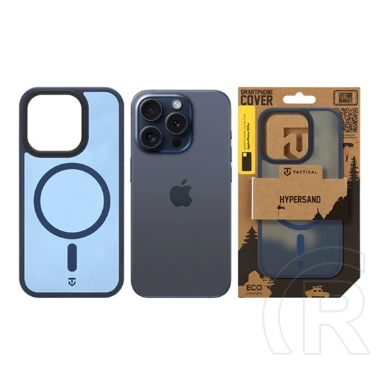 Tactical iPhone 15 Pro magforce hypersand szilikon telefonvédő (ütésállóság, átlátszó hátlap, magsafe) sötétkék