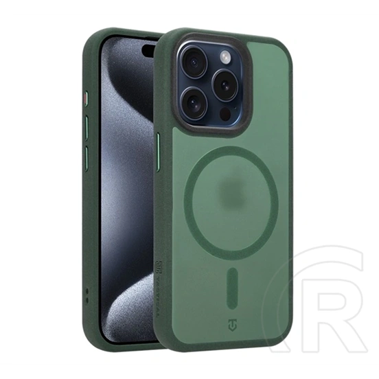 Tactical iPhone 15 Pro magforce hypersand szilikon telefonvédő (ütésállóság, átlátszó hátlap, magsafe) sötétzöld