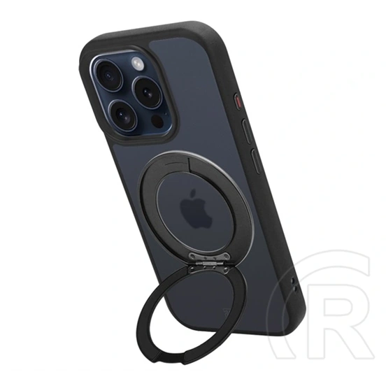 Tactical iPhone 15 Pro magforce hyperstand szilikon telefonvédő (ütésálló, átlátszó hátlap, magsafe, kitámasztó) fekete