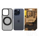 Tactical iPhone 15 Pro magforce hyperstand szilikon telefonvédő (ütésálló, átlátszó hátlap, magsafe, kitámasztó) fekete