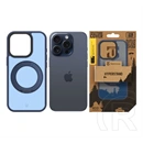 Tactical iPhone 15 Pro magforce hyperstand szilikon védő (ütésálló, átlátszó hátlap, magsafe, kitámasztó) sötétkék