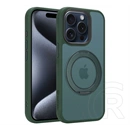 Tactical iPhone 15 Pro magforce hyperstand szilikon védő (ütésálló, átlátszó hátlap, magsafe, kitámasztó) sötétzöld