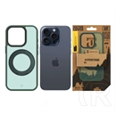 Tactical iPhone 15 Pro magforce hyperstand szilikon védő (ütésálló, átlátszó hátlap, magsafe, kitámasztó) sötétzöld