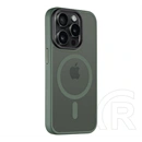 Tactical iPhone 15 Pro magforce hyperstealth szilikon telefonvédő (ütésállóság, átlátszó matt hátlap, magsafe) sötétzöld