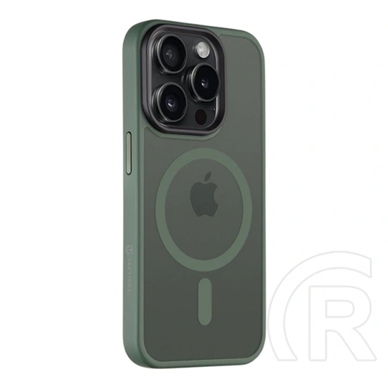 Tactical iPhone 15 Pro magforce hyperstealth szilikon telefonvédő (ütésállóság, átlátszó matt hátlap, magsafe) sötétzöld