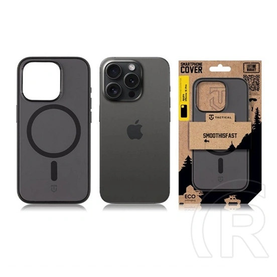 Tactical iPhone 15 Pro magforce smoothisfast szilikon védő (ütésálló, mikrofiber plüss belső, matt, magsafe) fekete