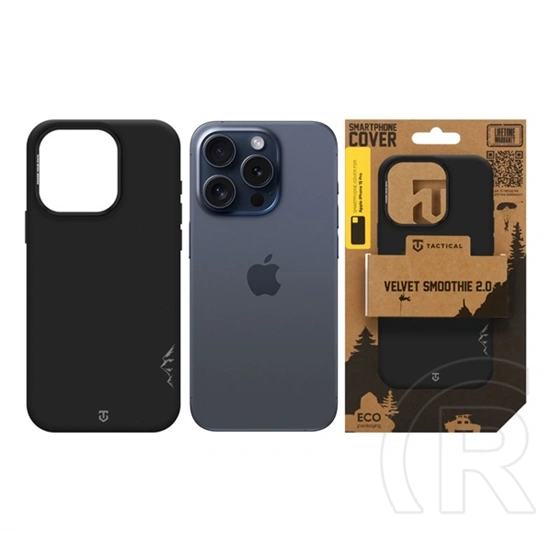 Tactical iPhone 15 Pro magforce velvet smoothie 2.0 szilikon telefonvédő (ütésállóság, matt, magsafe) fekete