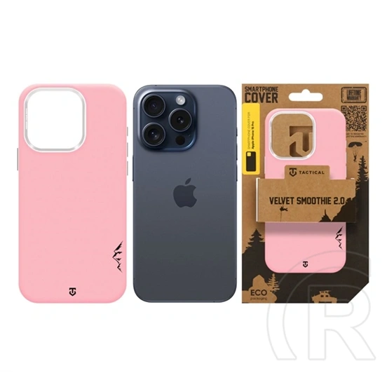 Tactical iPhone 15 Pro magforce velvet smoothie 2.0 szilikon telefonvédő (ütésállóság, matt, magsafe) rózsaszín