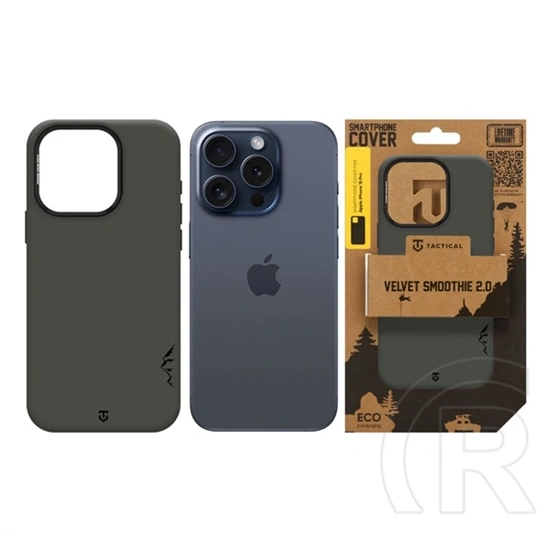Tactical iPhone 15 Pro magforce velvet smoothie 2.0 szilikon telefonvédő (ütésállóság, matt, magsafe) sötétszürke