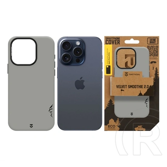 Tactical iPhone 15 Pro magforce velvet smoothie 2.0 szilikon telefonvédő (ütésállóság, matt, magsafe) világosszürke