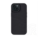 Tactical iPhone 15 magforce beaver szilikon telefonvédő (plüss belső, matt, magsafe, topográfiai minta) fekete