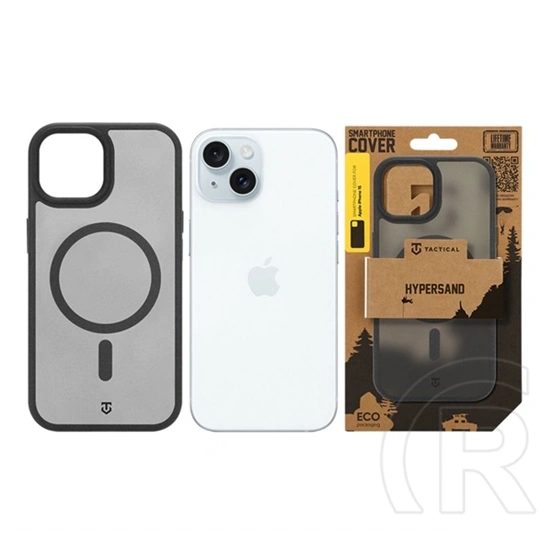 Tactical iPhone 15 magforce hypersand szilikon telefonvédő (ütésállóság, átlátszó hátlap, magsafe) fekete