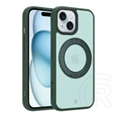 Tactical iPhone 15 magforce hyperstand szilikon telefonvédő (ütésálló, átlátszó hátlap, magsafe, kitámasztó) sötétzöld