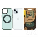 Tactical iPhone 15 magforce hyperstand szilikon telefonvédő (ütésálló, átlátszó hátlap, magsafe, kitámasztó) sötétzöld