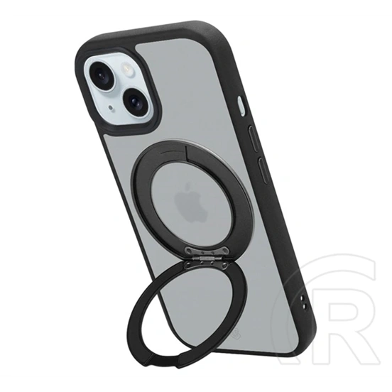 Tactical iPhone 15 magforce hyperstand szilikon telefonvédő (ütésállóság, átlátszó hátlap, magsafe, kitámasztó) fekete