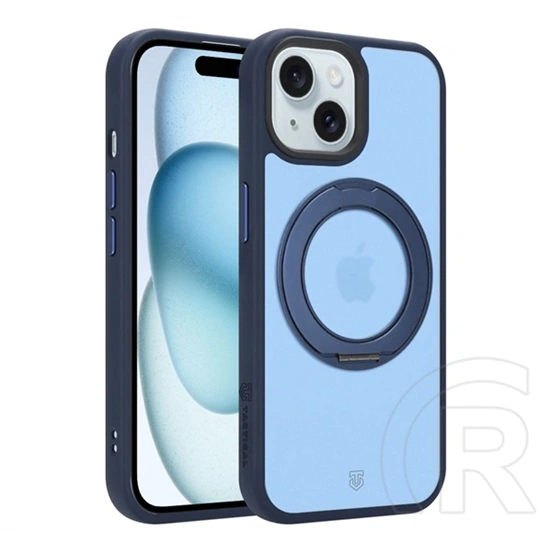 Tactical iPhone 15 magforce hyperstand szilikon telefonvédő (ütésállóság, átlátszó hátlap, magsafe, kitámasztó) sötétkék