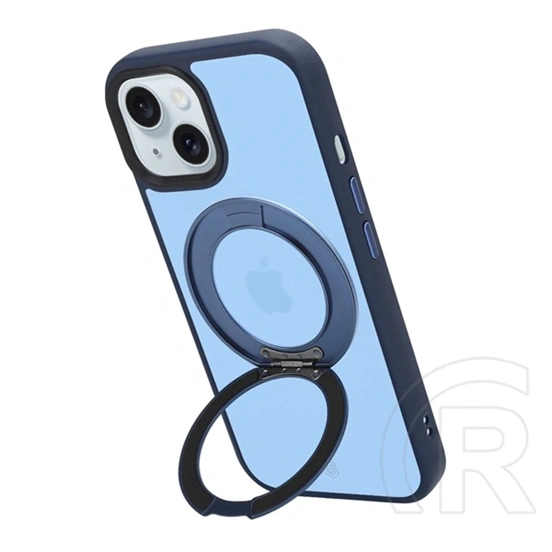 Tactical iPhone 15 magforce hyperstand szilikon telefonvédő (ütésállóság, átlátszó hátlap, magsafe, kitámasztó) sötétkék