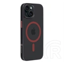 Tactical iPhone 15 magforce hyperstealth 2.0 szilikon telefonvédő (ütésálló, átlátszó matt hátlap, magsafe) fekete/piros