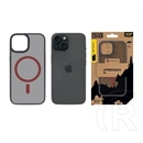 Tactical iPhone 15 magforce hyperstealth 2.0 szilikon telefonvédő (ütésálló, átlátszó matt hátlap, magsafe) fekete/piros